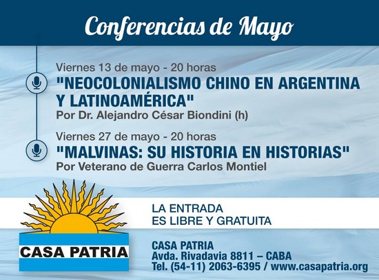 Ciclo de conferencias del mes de Mayo 2016 en Casa Patria