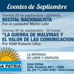 Ciclo de Eventos del mes de Septiembre en Casa Patria
